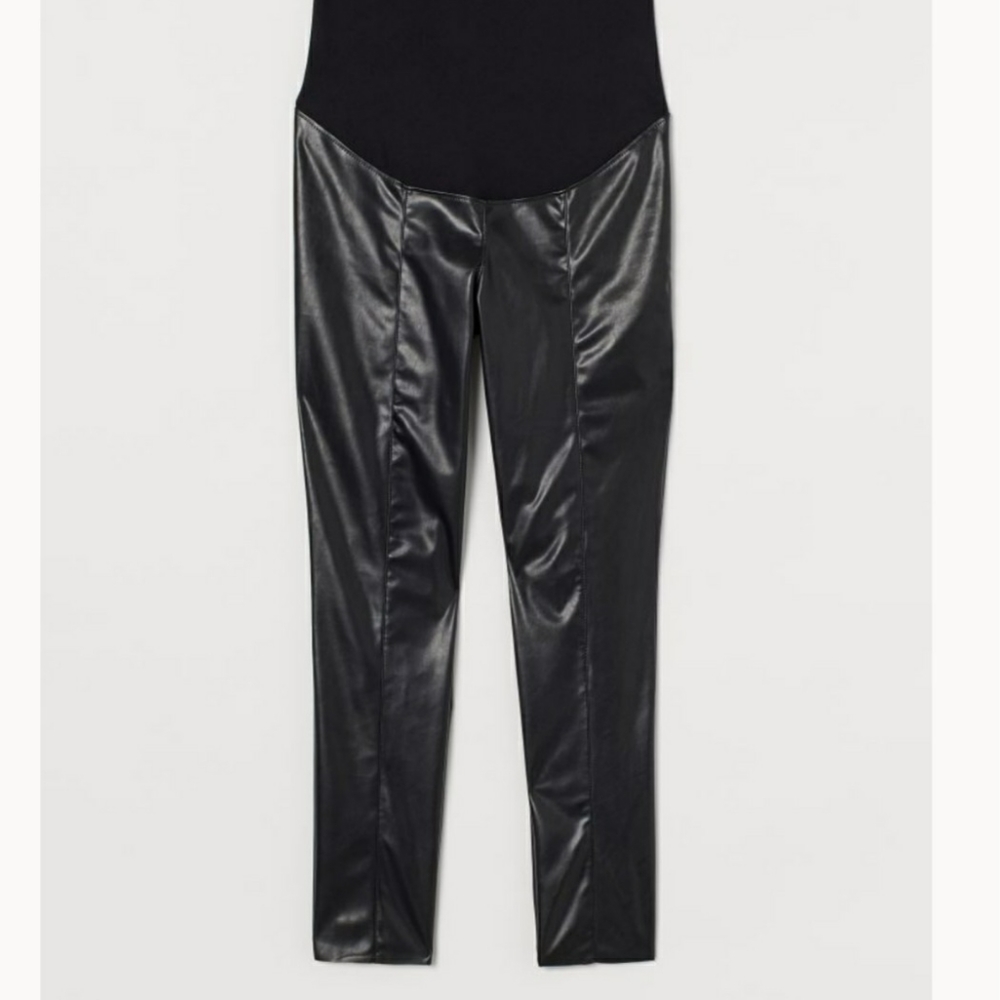 H & M Mama  Pleather Maternity Leggings- Black